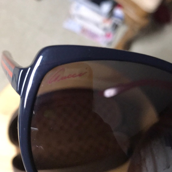 Red and Navy Blue Gucci Cat Eye Sunglasses - Picture 6 of 8